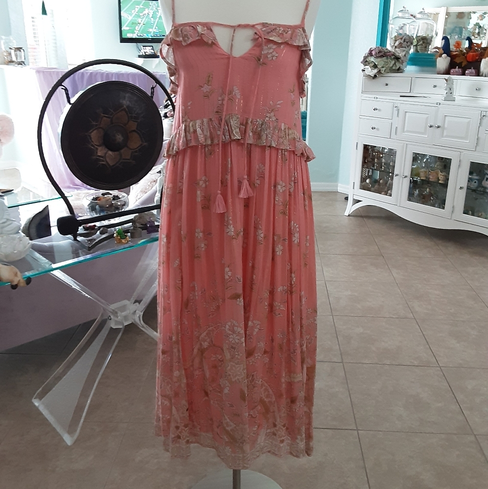 SPELL HENDRIX STRAPPY MIDI DRESS EUC S